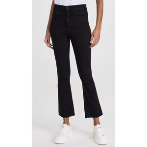 MOTHER Hustler Ankle Fray Jeans Women's Size‎ 29 Black High Rise Flare Raw Hem